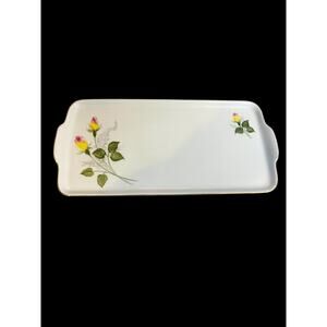 Vintage Hutschenreuther Bavaria Germany Yellow Pink Rose 12.5" Tray